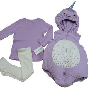 Carters Narwhal Fleece Halloween Costume Baby Girl 6-9 12 18 24 12M 18M 24M NWT